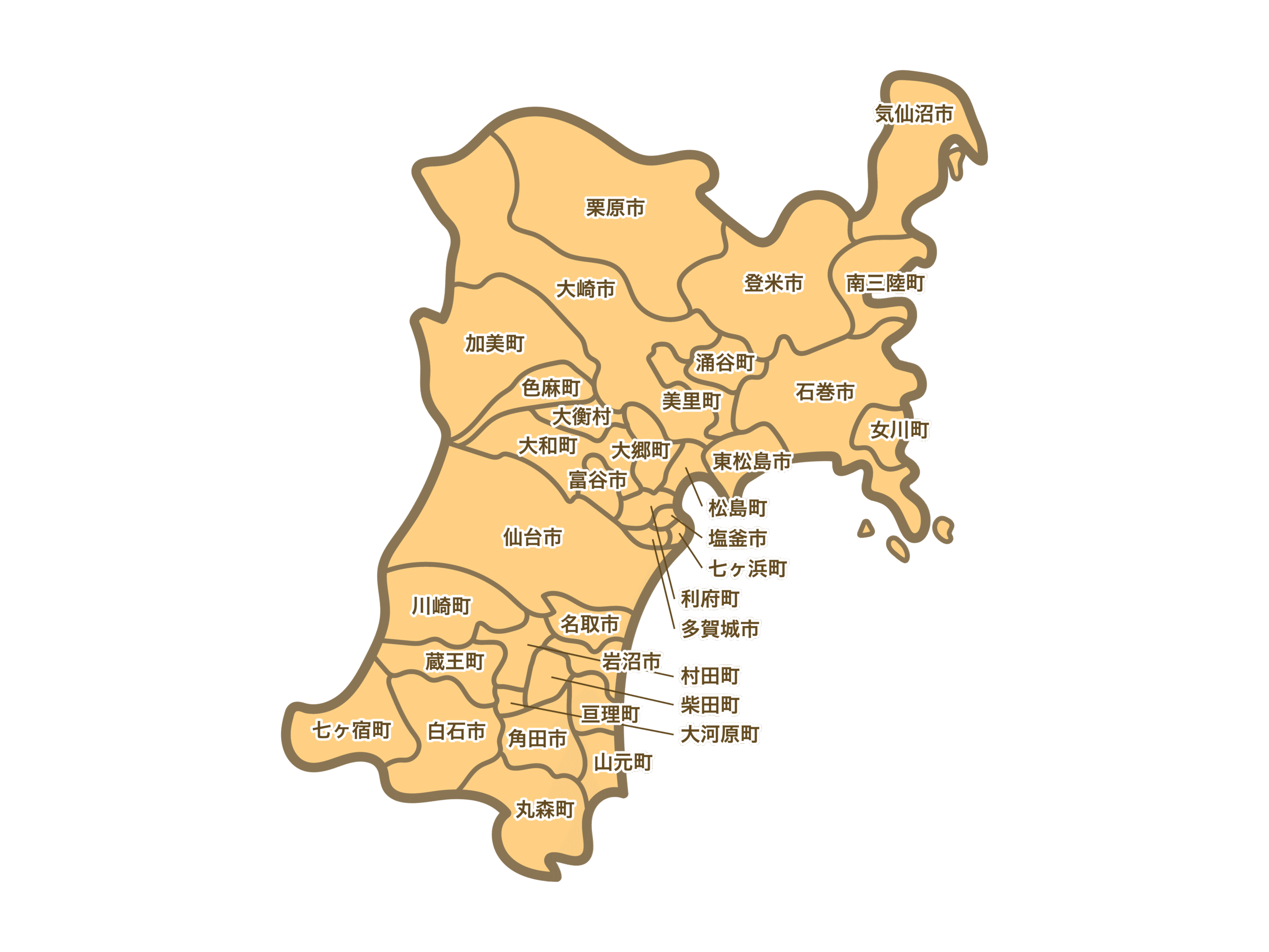 宮城県の地図(利府町へ出張)